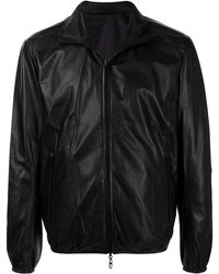 Emporio Armani Leather-effect Biker Jacket - Black