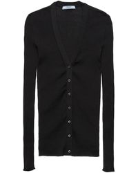 Prada - Cardigan En Maille À Design Côtelé - Lyst