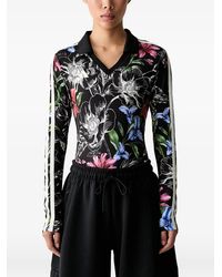 adidas - Floral-Print Side-Stripe Bodysuit - Lyst