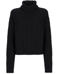 Laneus - Cable-Knit Roll-Neck Sweater - Lyst
