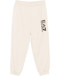 EA7 - Logo-Print Cotton Trousers - Lyst