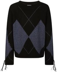 Pinko - Argyle-Pattern Frayed-Detail Sweater - Lyst