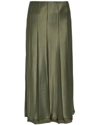 Vince - Satin-Finish Pleated Midi Skirt - Lyst