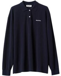 Miu Miu - Logo-embroidery Cotton Polo Shirt - Lyst