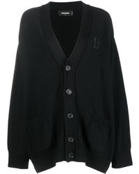 DSquared² - Embroidered-logo Virgin Wool Cardigan - Lyst