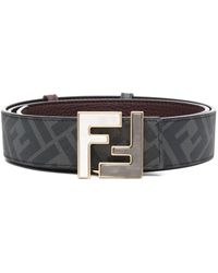Fendi - Ff Logo-plaque Leather Belt - Lyst