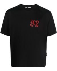 Palm Angels - Logo-Embroidered Cotton T-Shirt - Lyst
