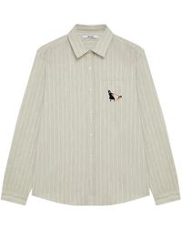 Edmmond Studios - Vertical-Stripe Embroidered-Pocket Shirt - Lyst