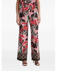 Morgan - Floral-Print Straight Trousers - Lyst