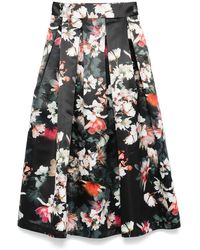 Nissa - Floral-Print Taffeta Midi Skirt - Lyst