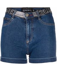 Philipp Plein - Jeans-Shorts mit Strass-Logo - Lyst