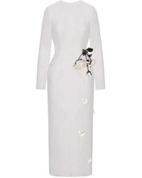 Cristina Savulescu - Rose-Appliqué Long-Sleeves Midi Dress - Lyst