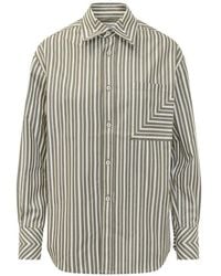Victoria Beckham - Vertical-Stripe Cotton Shirt - Lyst