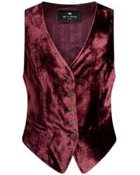 Etro - Single-Breasted Velvet Waistcoat With Pegaso Buttons - Lyst