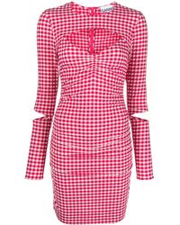 Ganni - Love Potion Checked Cut-out Minidress - Lyst