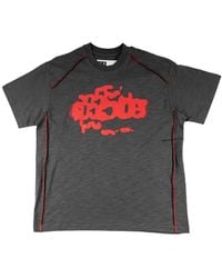 Sp5der - T-Shirt Met Contrasterende Stiksels - Lyst