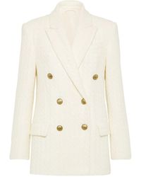Brunello Cucinelli - Cable Knit Double-Breasted Blazer - Lyst