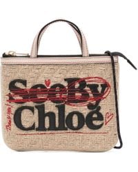See By Chloé - Logo-lettering Jute Crossbody Bag - Lyst