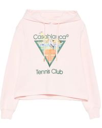 CASABLANCA - Tennis Club Triangle Graphic-Print Cropped Hoodie - Lyst