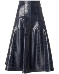 Pinko - Croc-Effect Flared Midi Skirt - Lyst