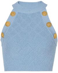 Balmain - 6-Button Knitted Crop Top - Lyst