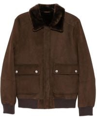 Eleventy - Shearling-Collar Suede Jacket - Lyst