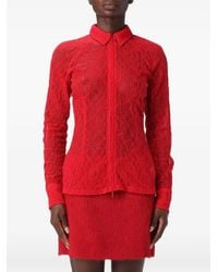 MSGM - Lace Zip-Up Shirt - Lyst