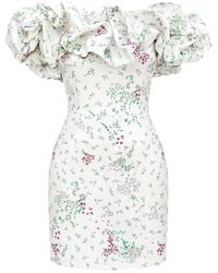 POST MERIDIEM - Ruffled Floral-Print Mini Dress - Lyst