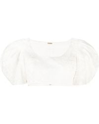 Cult Gaia - Sinai Cropped Embellished Duchesse-satin Top - Lyst