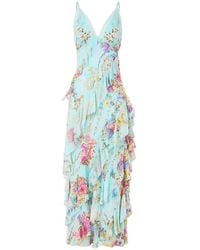 CAMILLA - Asymmetrical Ruffle Slip Maxi Dress - Lyst