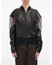 Yehuafan - Panelled Leather Bomber Jacket - Lyst