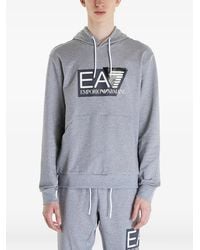 EA7 - Logo-Print Drawstring Hoodie - Lyst