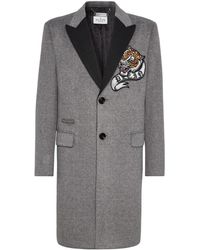Philipp Plein - Tiger-Patch Single-Breasted Coat - Lyst
