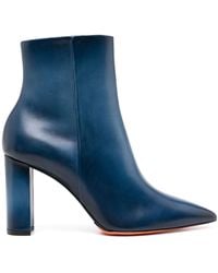 Santoni - High-heel Leather Ankle Boots - Lyst