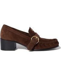 Miu Miu - Suede Loafers With Buckle - Lyst