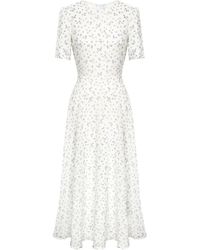 POST MERIDIEM - Short-Sleeve Floral Midi Dress - Lyst