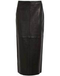 Nour Hammour - Selly Leather Panelled Midi Skirt - Lyst