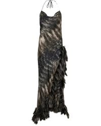 Roberto Cavalli - Maxi Fur-Print Halterneck Dress - Lyst