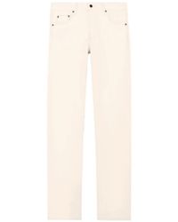 Emporio Armani - Five-Pocket Cotton Denim Jeans With A Zip And Leather Patch - Lyst