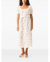 Sleeper - Square-Neck Floral Linen Dress - Lyst