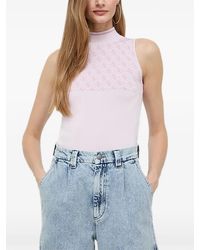 Guess - Top Met Patroon En Ronde Hoge Hals - Lyst