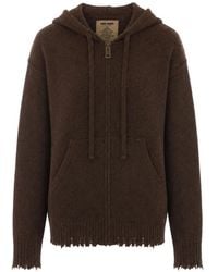 Uma Wang - Distressed Zip-Up Hoodie - Lyst