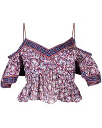 Isabel Marant - Floral-Print Cold-Shoulder Floral-Print Blouse - Lyst