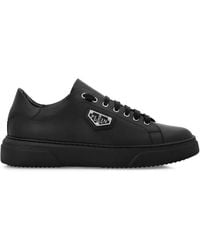 Philipp Plein - Logo-Plaque Leather Sneakers - Lyst