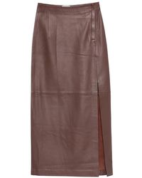 Alysi - Falda De Piel A Paneles - Lyst