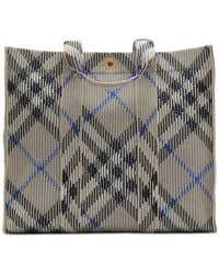 Burberry - Geruite Gebreide Medium Shopper - Lyst