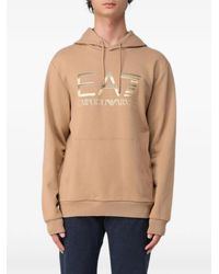 EA7 - Logo-Print Cotton Hoodie - Lyst
