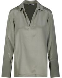 Max Mara - V-Neck Long-Sleeve Blouse - Lyst