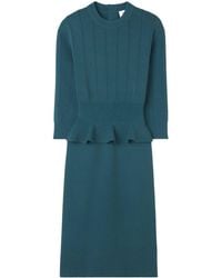 St. John - Peplum-waist Midi Knitted Dress - Lyst