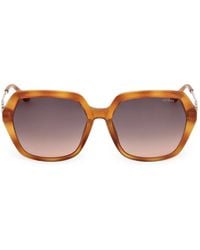 GUESS EYEWEAR - Geometric-Frame Tortoiseshell-Effect Sunglasses - Lyst